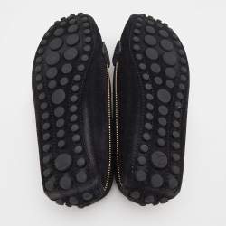 Pre Owned Louis Vuitton Black Suede Oxford Zip Detail Slip On Loafers Size 37
