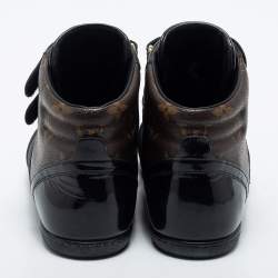 Louis Vuitton Black Leather and Monogram Canvas High Top Sneakers Size 36.5