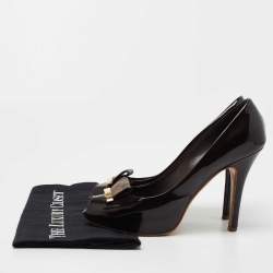 Pre Owned Louis Vuitton Burgundy Patent Leather Peep Toe Pumps Size 38