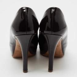 Pre Owned Louis Vuitton Burgundy Patent Leather Peep Toe Pumps Size 38