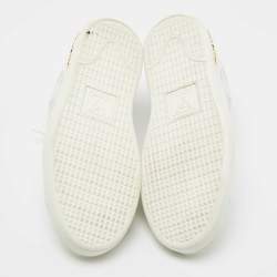Pre Owned Louis Vuitton White/Blue Monogram Mesh and Leather Match Up Sneakers Size 37