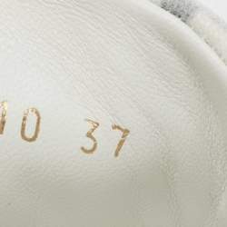 Pre Owned Louis Vuitton White/Blue Monogram Mesh and Leather Match Up Sneakers Size 37