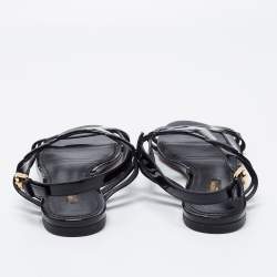 Pre Owned Louis Vuitton Black Patent Leather Slingback Flat Sandals Size 39.5 