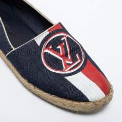 Louis Vuitton Navy Blue Denim Espadrille Flats Size 39