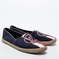 Louis Vuitton Navy Blue Denim Espadrille Flats Size 39