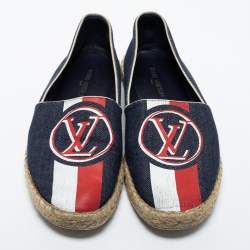 Louis Vuitton Navy Blue Denim Espadrille Flats Size 39