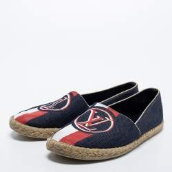 Louis Vuitton Navy Blue Denim Espadrille Flats Size 39