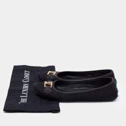 Pre Owned Louis Vuitton Black Suede Oxford Ballet Flats Size 38.5