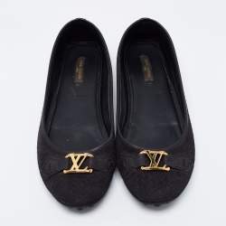 Pre Owned Louis Vuitton Black Suede Oxford Ballet Flats Size 38.5