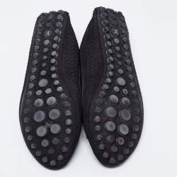 Pre Owned Louis Vuitton Black Suede Oxford Ballet Flats Size 38.5