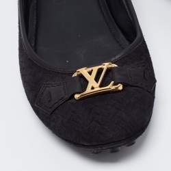 Pre Owned Louis Vuitton Black Suede Oxford Ballet Flats Size 38.5