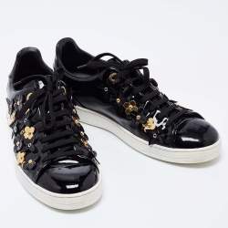 Louis Vuitton Black Leather Frontrow Sneakers Size 38.5