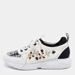 Louis Vuitton White Fabric and Leather Embellished Law Top Sneakers Size 40