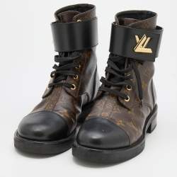 Louis Vuitton Black Leather Wonderland Ranger Ankle Length Combat Boots  Size 36 Louis Vuitton