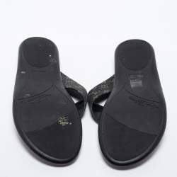 Pre Owned Louis Vuitton Black Denim Monogram Thong Buckle Detail Sandals Size 42