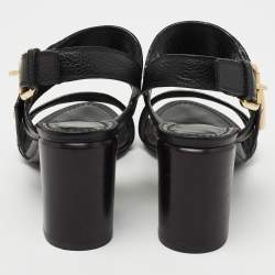 Pre Owned Louis Vuitton Black Leather Horizon Ankle Strap Sandals Size 36.5