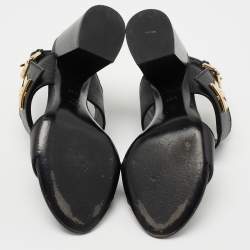 Pre Owned Louis Vuitton Black Leather Horizon Ankle Strap Sandals Size 36.5