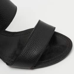 Pre Owned Louis Vuitton Black Leather Horizon Ankle Strap Sandals Size 36.5