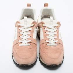 Louis Vuitton Pink/White Suede, Mesh and Leather Run Away Low-Top Sneakers Size 38