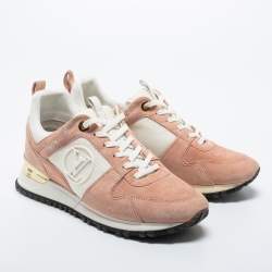 Louis Vuitton Pink/White Suede, Mesh and Leather Run Away Low-Top Sneakers Size 38