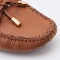 Louis Vuitton Brown Monogram Empreinte Leather Gloria Loafers Size 36