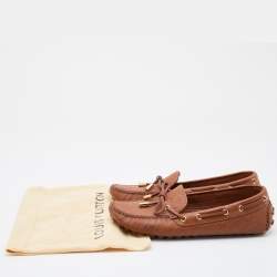 Louis Vuitton Brown Monogram Empreinte Leather Gloria Loafers Size 36