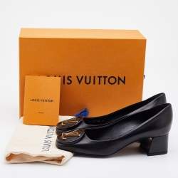Pre Owned Louis Vuitton Black Leather Madeleine Block Heel Pumps Size 36