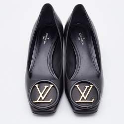 Pre Owned Louis Vuitton Black Leather Madeleine Block Heel Pumps Size 36