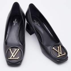 Pre Owned Louis Vuitton Black Leather Madeleine Block Heel Pumps Size 36
