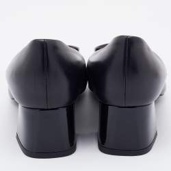 Pre Owned Louis Vuitton Black Leather Madeleine Block Heel Pumps Size 36