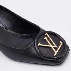 Pre Owned Louis Vuitton Black Leather Madeleine Block Heel Pumps Size 36