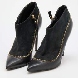 مملوكة مسبقًا Louis Vuitton Black Suede and Leather Pointed Toe Booties Size 39