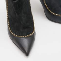 مملوكة مسبقًا Louis Vuitton Black Suede and Leather Pointed Toe Booties Size 39