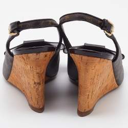 Pre Owned Louis Vuitton Monogram Canvas Rivoli Peep Toe Slingback Pumps Size 40