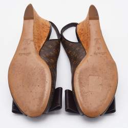 Pre Owned Louis Vuitton Monogram Canvas Rivoli Peep Toe Slingback Pumps Size 40