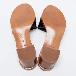 Louis Vuitton Burgundy Patent Leather Lockit Block Heel Slide Sandals Size 39