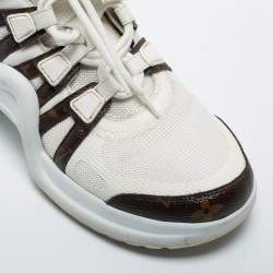 مملوكة مسبقًا Louis Vuitton White/Brown Canvas and Mesh Archlight Sneakers Size 37.5