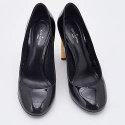 مملوكة مسبقًا Louis Vuitton Black Patent Leather Round Toe Block Heel Pumps Size 36
