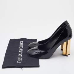 مملوكة مسبقًا Louis Vuitton Black Patent Leather Round Toe Block Heel Pumps Size 36
