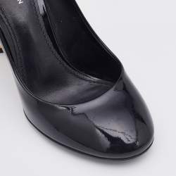 مملوكة مسبقًا Louis Vuitton Black Patent Leather Round Toe Block Heel Pumps Size 36