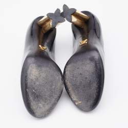 مملوكة مسبقًا Louis Vuitton Black Patent Leather Round Toe Block Heel Pumps Size 36