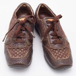 Louis Vuitton Monogram Fabric and Python Embossed Leather Low Top Sneakers Size 37
