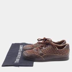 Louis Vuitton Monogram Fabric and Python Embossed Leather Low Top Sneakers Size 37