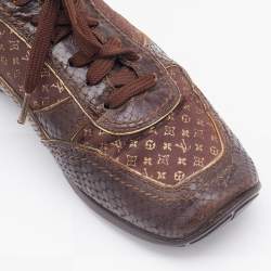 Louis Vuitton Monogram Fabric and Python Embossed Leather Low Top Sneakers Size 37