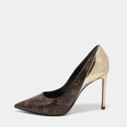 Louis Vuitton Brown/Gold Monogram Canvas and Leather Cherie Pumps Size 41 