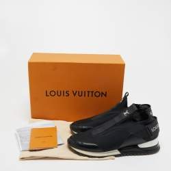 Pre Owned Louis Vuitton Black Leather and Neoprene Slip On Sneakers Size 37.5