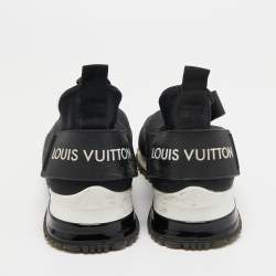 Pre Owned Louis Vuitton Black Leather and Neoprene Slip On Sneakers Size 37.5