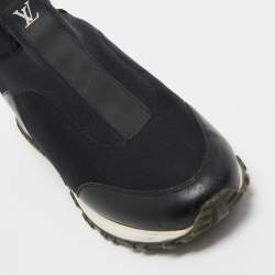 Pre Owned Louis Vuitton Black Leather and Neoprene Slip On Sneakers Size 37.5