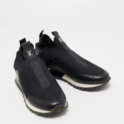 Pre Owned Louis Vuitton Black Leather and Neoprene Slip On Sneakers Size 37.5