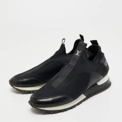 Pre Owned Louis Vuitton Black Leather and Neoprene Slip On Sneakers Size 37.5